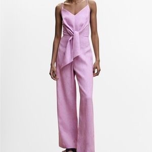 Mango Lilac Tie-Front Jumpsuit
